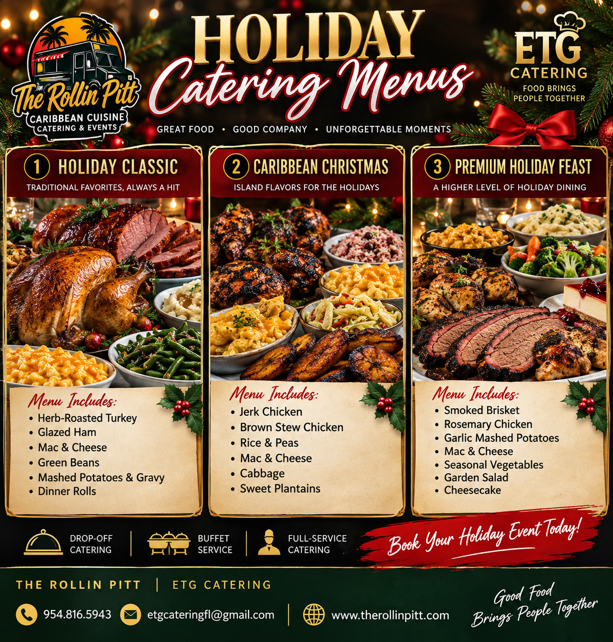 The Rollin Pitt and ETG Catering holiday catering menus