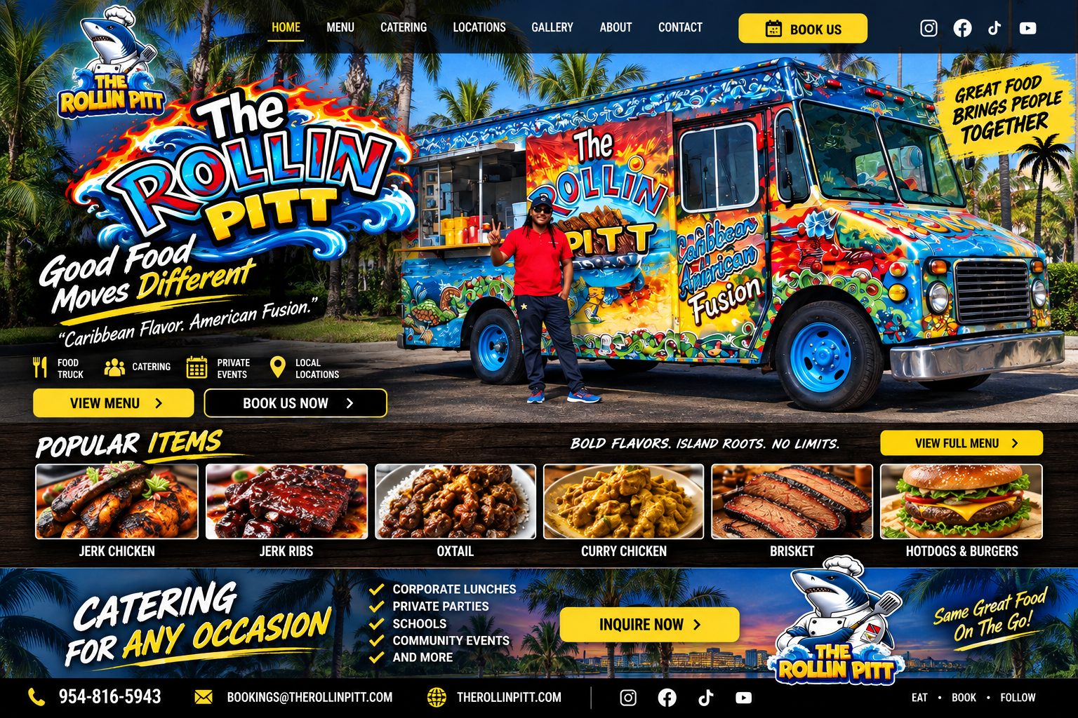 The Rollin Pitt food truck, Caribbean American fusion menu and catering